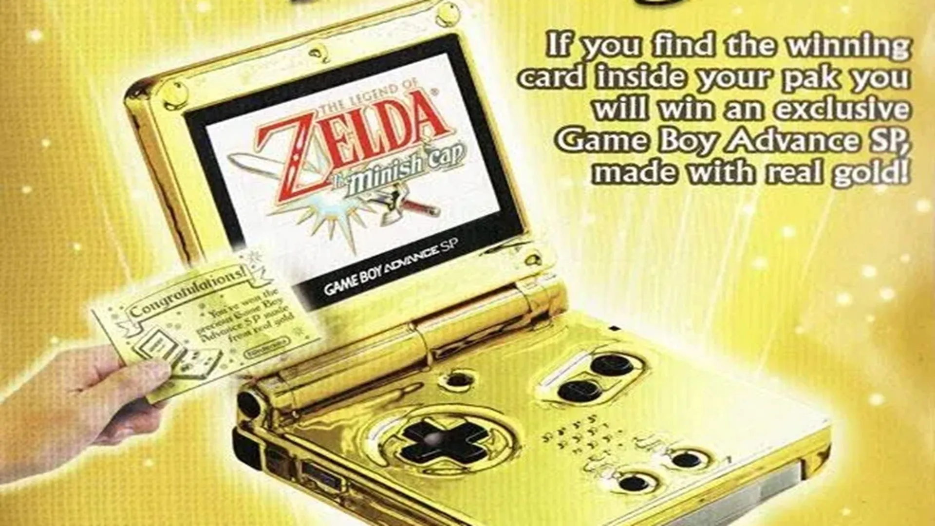 Quảng cáo gốc cuộc thi Game Boy Advance SP vàng 24K The Legend of Zelda Minish Cap