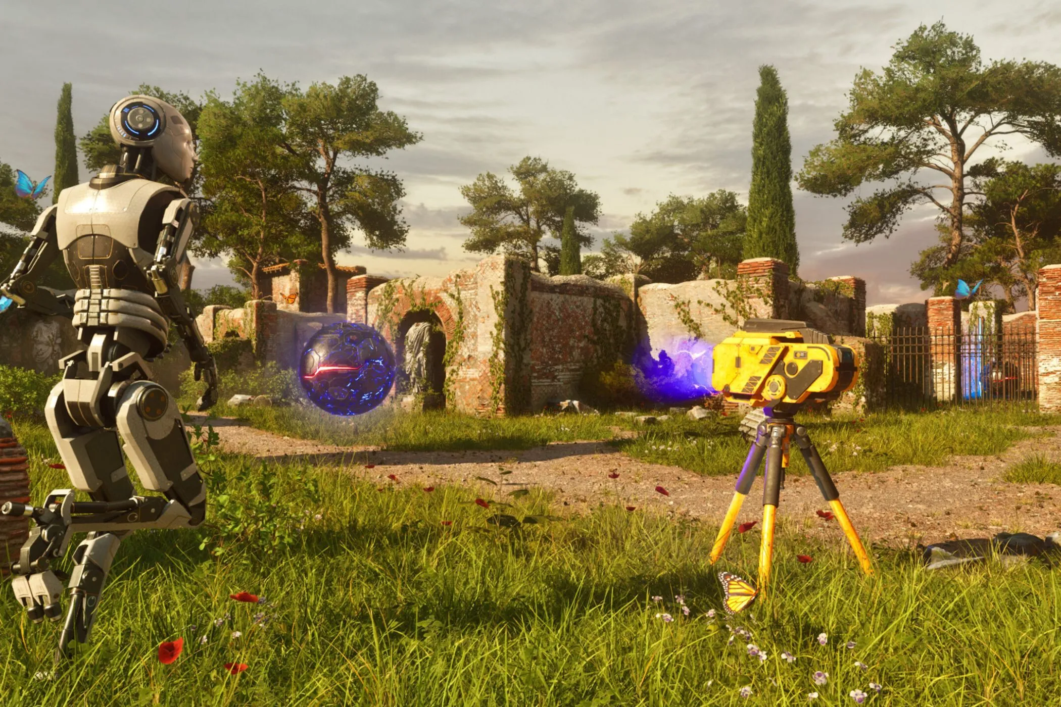 Robot trong game The Talos Principle, thể hiện lợi ích của tính năng chuột Nintendo Switch 2 đối với thao tác chính xác trong game giải đố.