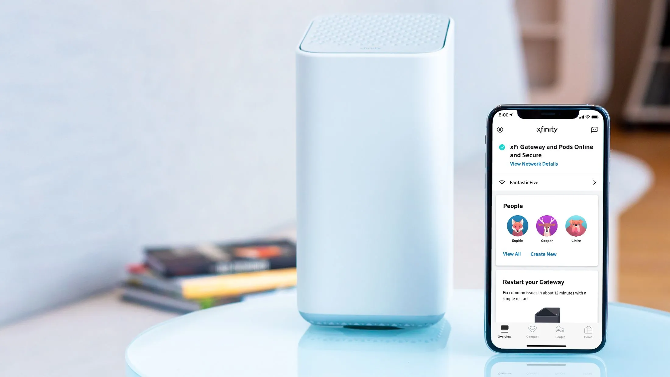 Router Xfinity XFi của nhà mạng và giao diện ứng dụng điều khiển, minh họa quyền kiểm soát của ISP.