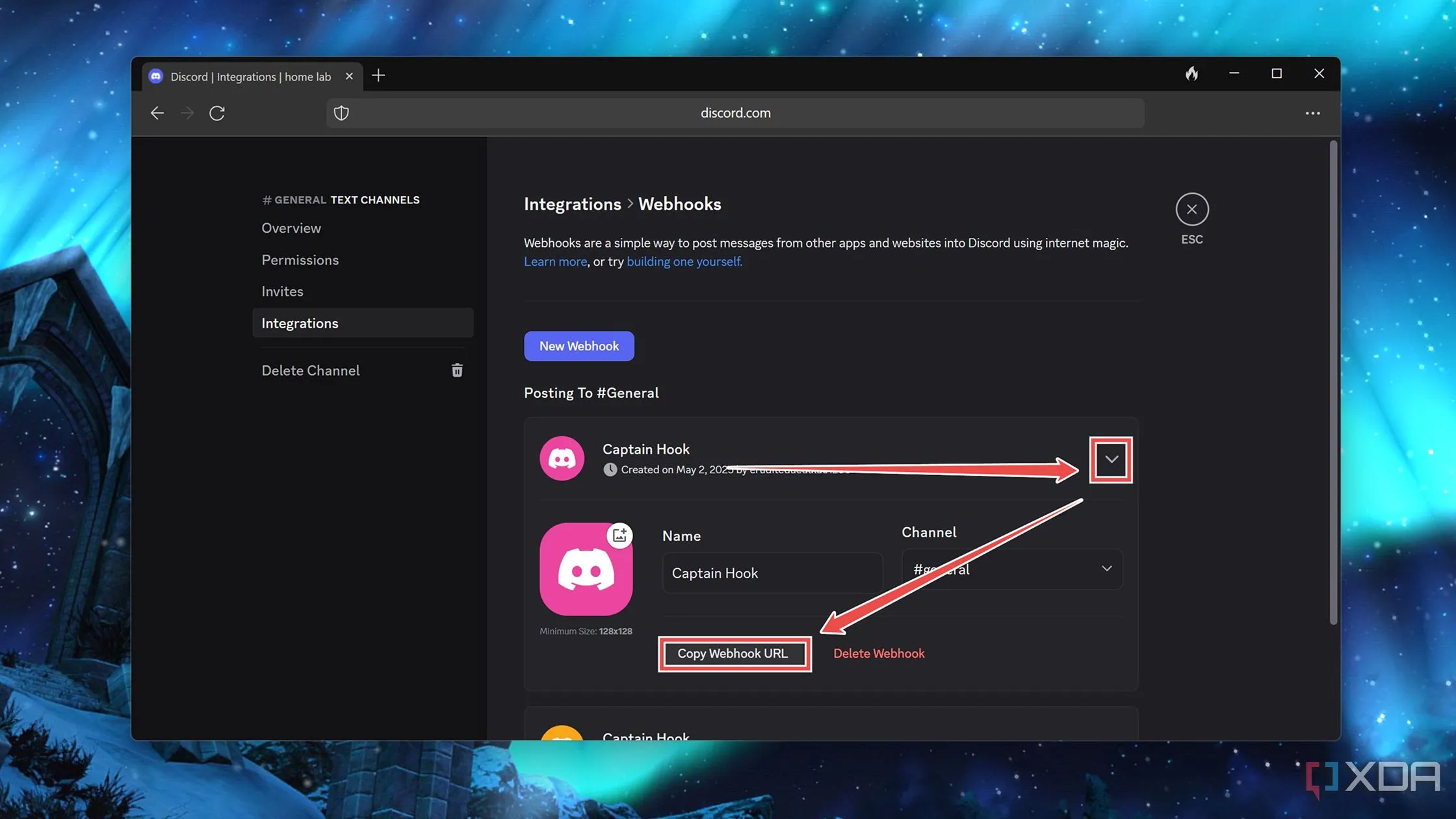 Sao chép URL Webhook vừa được tạo trong Discord để dán vào cấu hình Uptime Kuma.