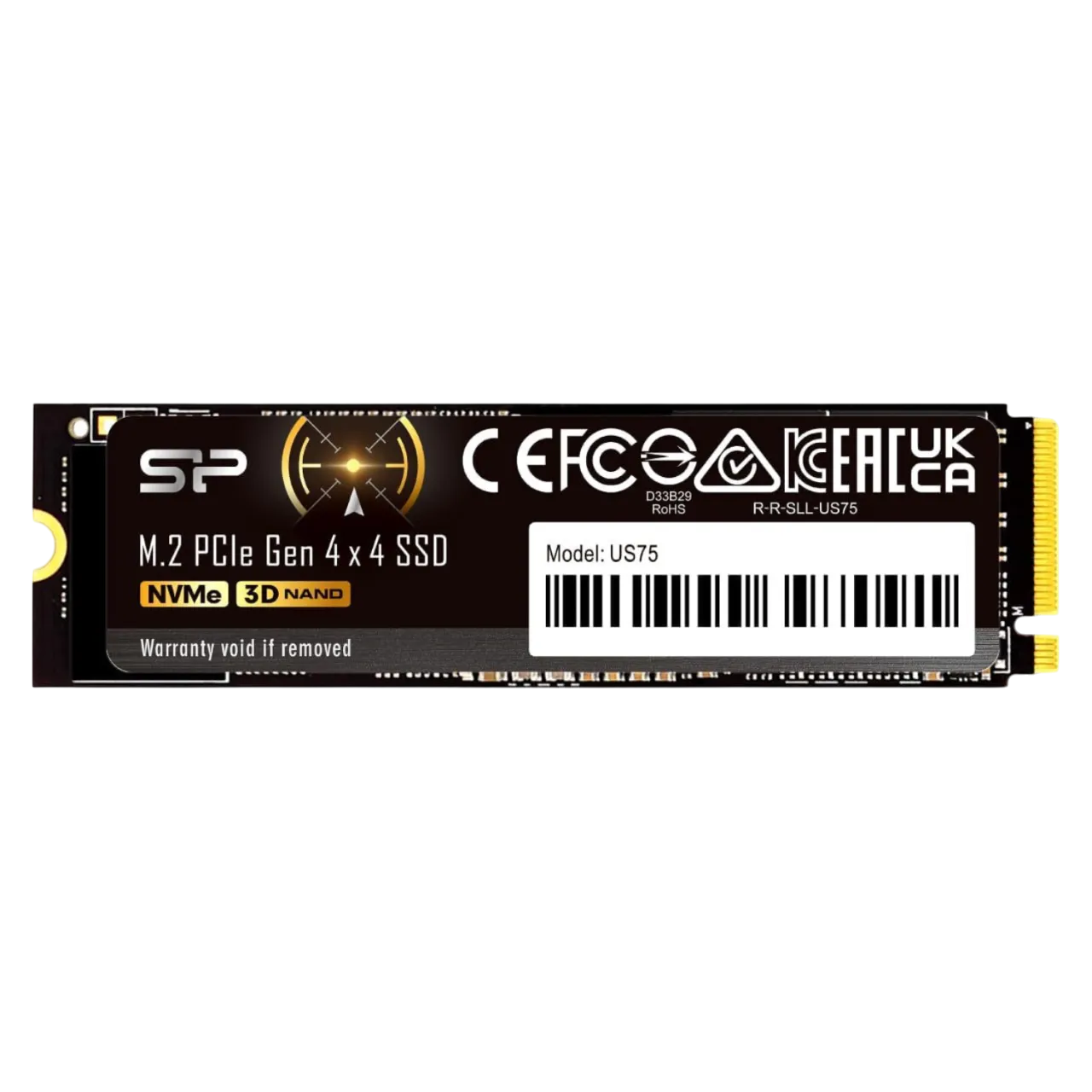 Silicon Power US75 4TB M.2 SSD với thiết kế tối giản, nổi bật trên nền trắng, sẵn sàng cho việc nâng cấp lưu trữ.