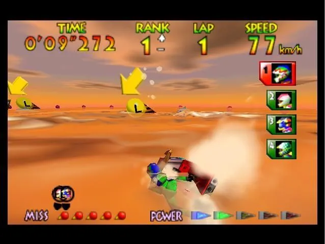 Tàu lượn nước trong Wave Race 64, minh họa hiệu ứng sóng ấn tượng