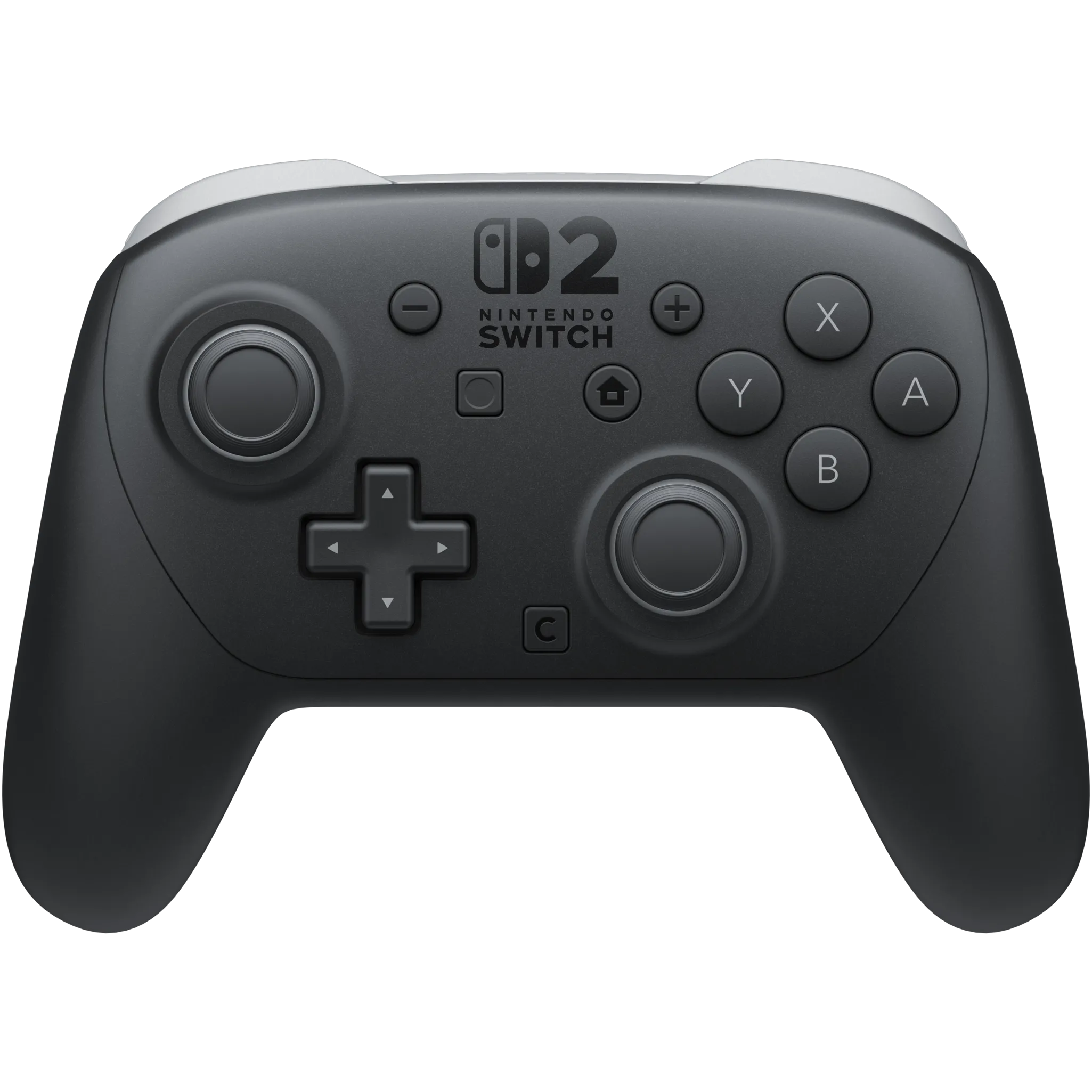 Tay cầm Nintendo Switch 2 Pro Controller màu đen tuyền với các nút bấm và cần gạt rõ nét
