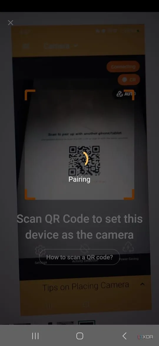 Thông báo ghép nối thành công giữa điện thoại camera và điện thoại xem trong Alfred Security