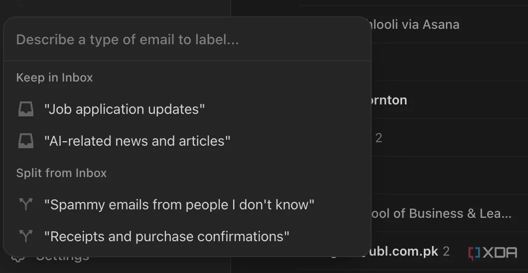 Tính năng Describe your view trong Notion Mail giúp tự động phân loại email bằng AI dựa trên mô tả người dùng