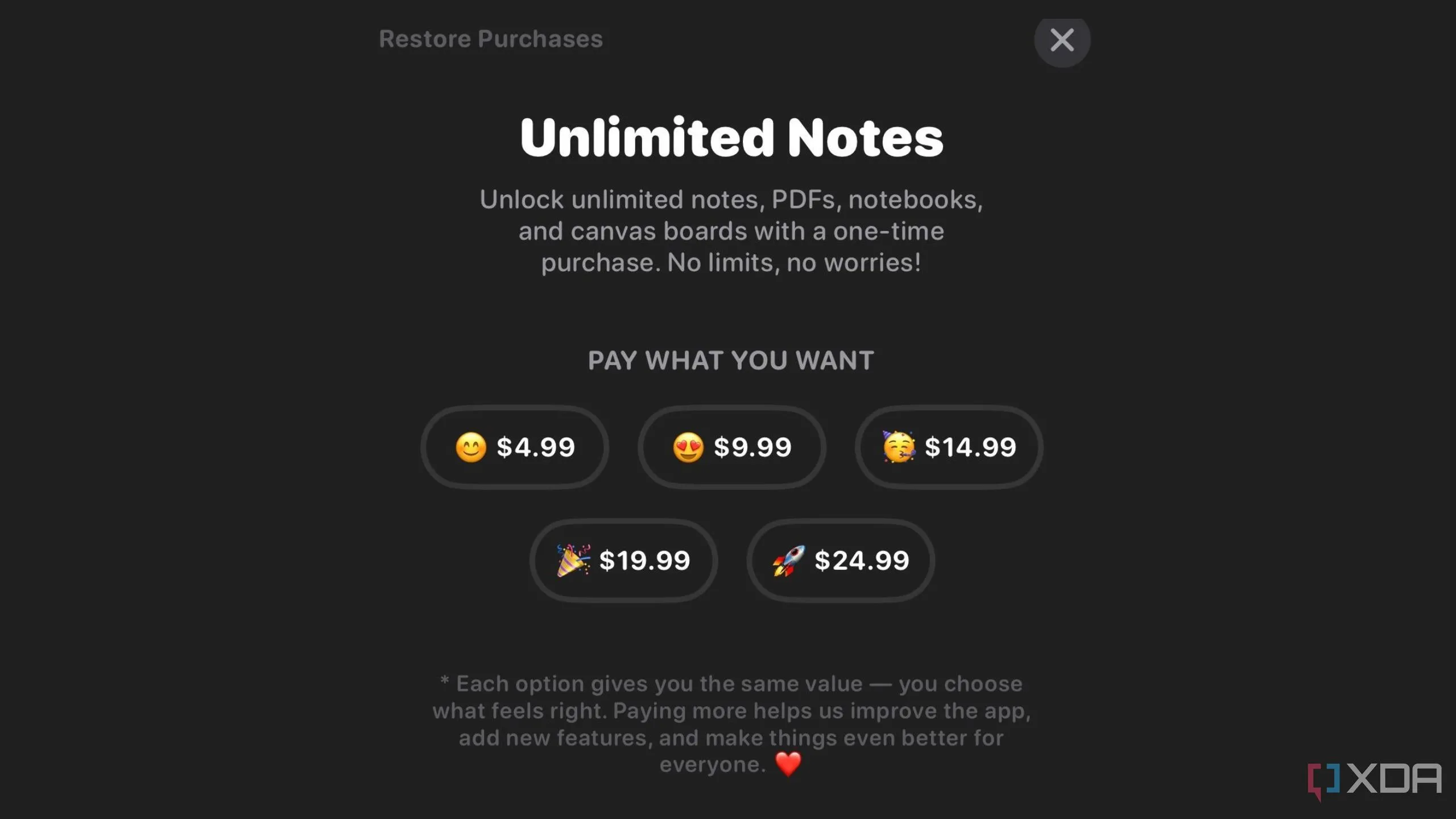 Trang đăng ký Notedrafts Unlimited Notes hiển thị các tùy chọn thanh toán