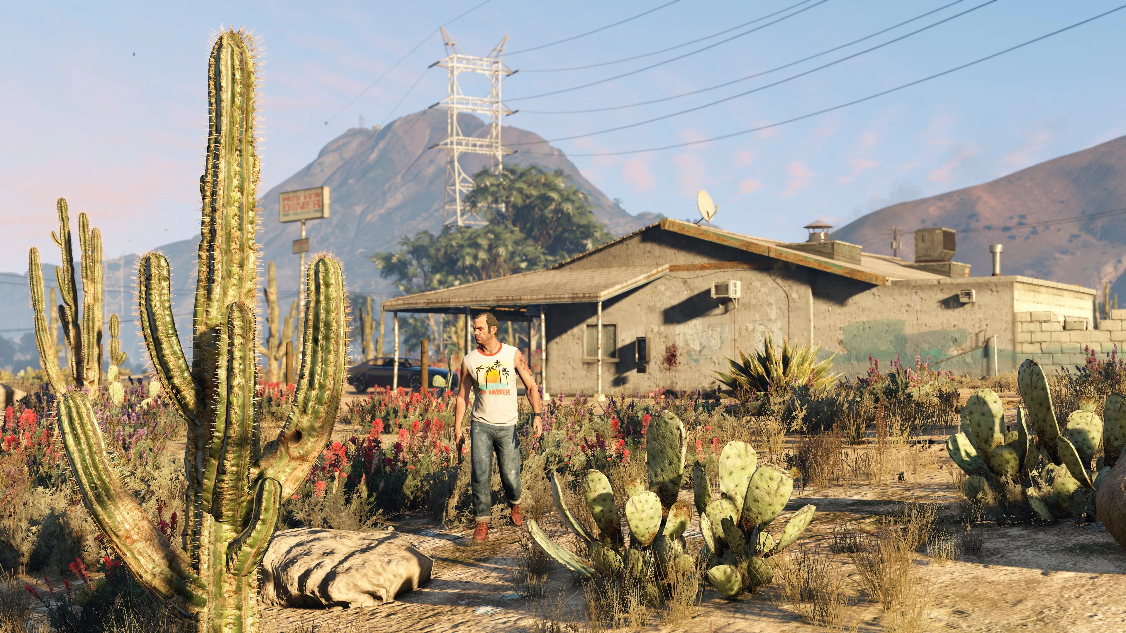 Trevor Philips, một nhân vật biểu tượng từ GTA V, đi dạo trong Blaine County, tượng trưng cho chiều sâu cốt truyện mà Rockstar có thể tập trung phát triển lại