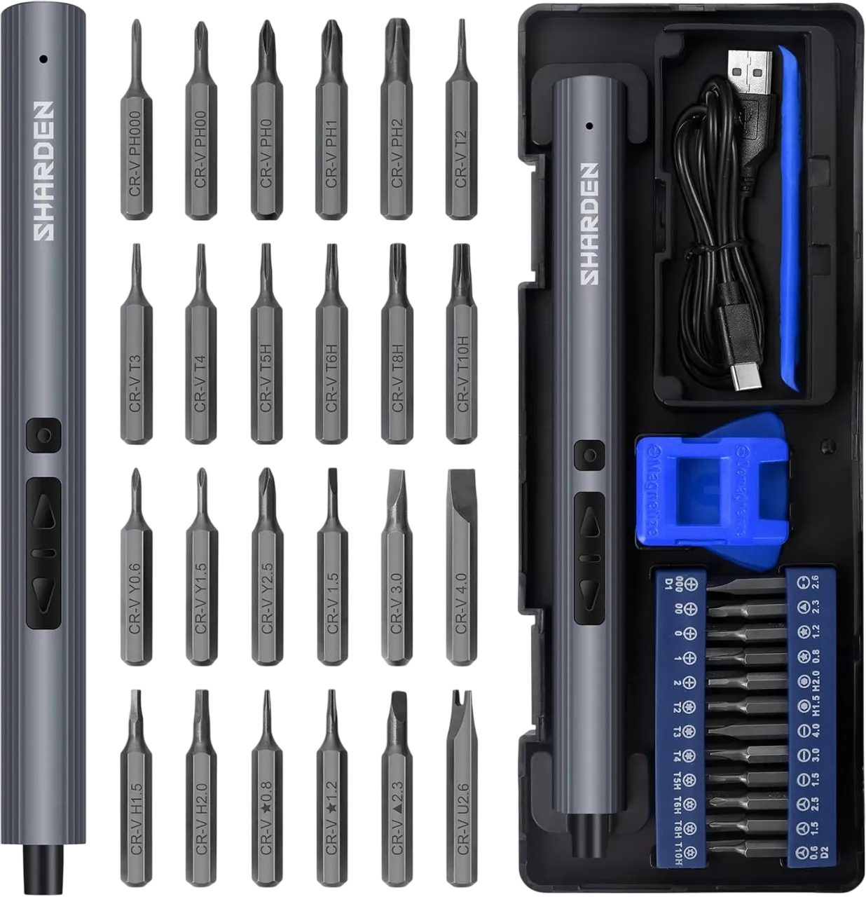 Tua vít điện mini SHARDEN với các phụ kiện đi kèm