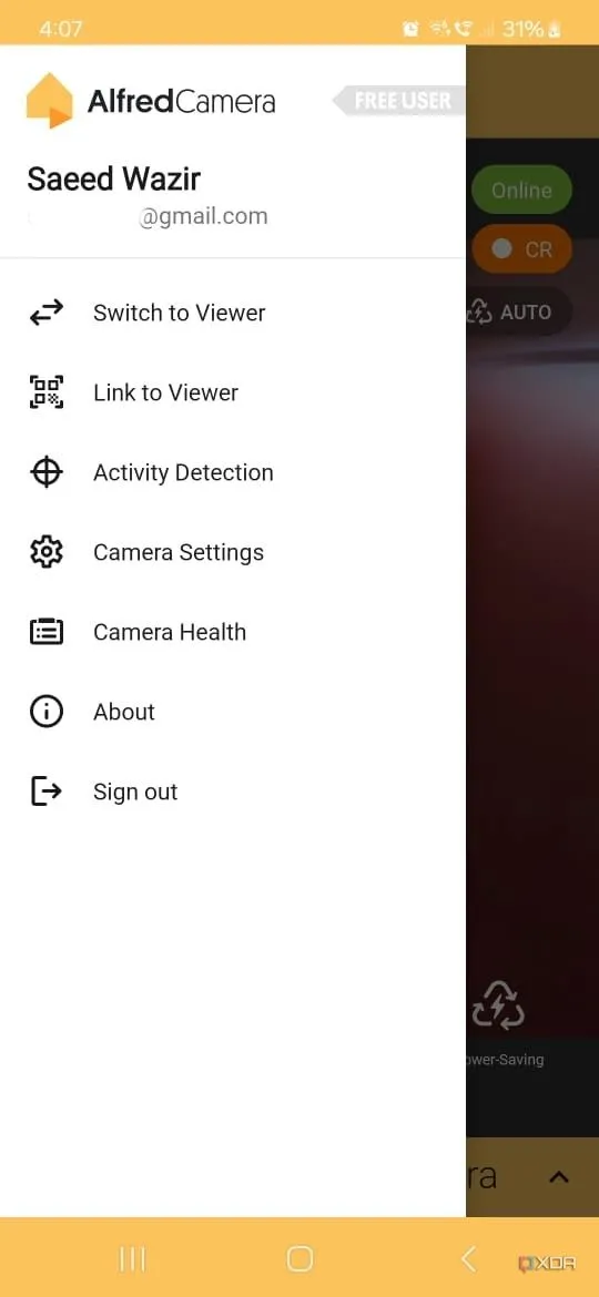 Tùy chọn liên kết thiết bị camera với điện thoại xem trong ứng dụng Alfred Security