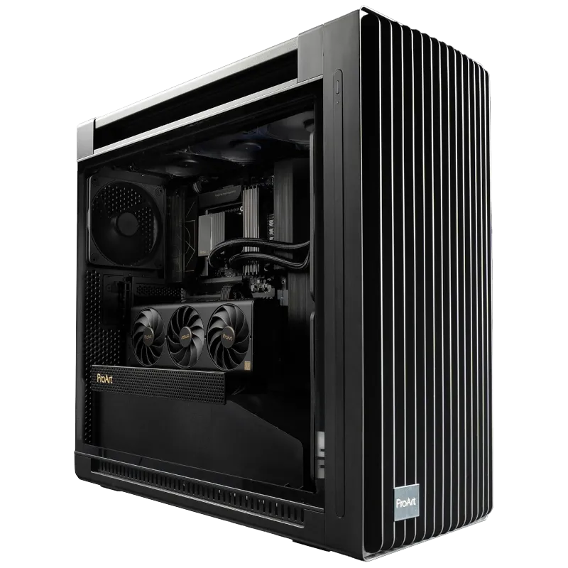 Vỏ case Asus ProArt PA602 với quạt tản nhiệt lớn 200mm giúp tối ưu luồng khí và giảm tiếng ồn