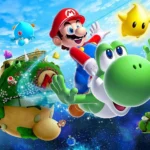 Yoshi trong Super Mario Galaxy 2 đang hỗ trợ Mario trên hành trình không gian