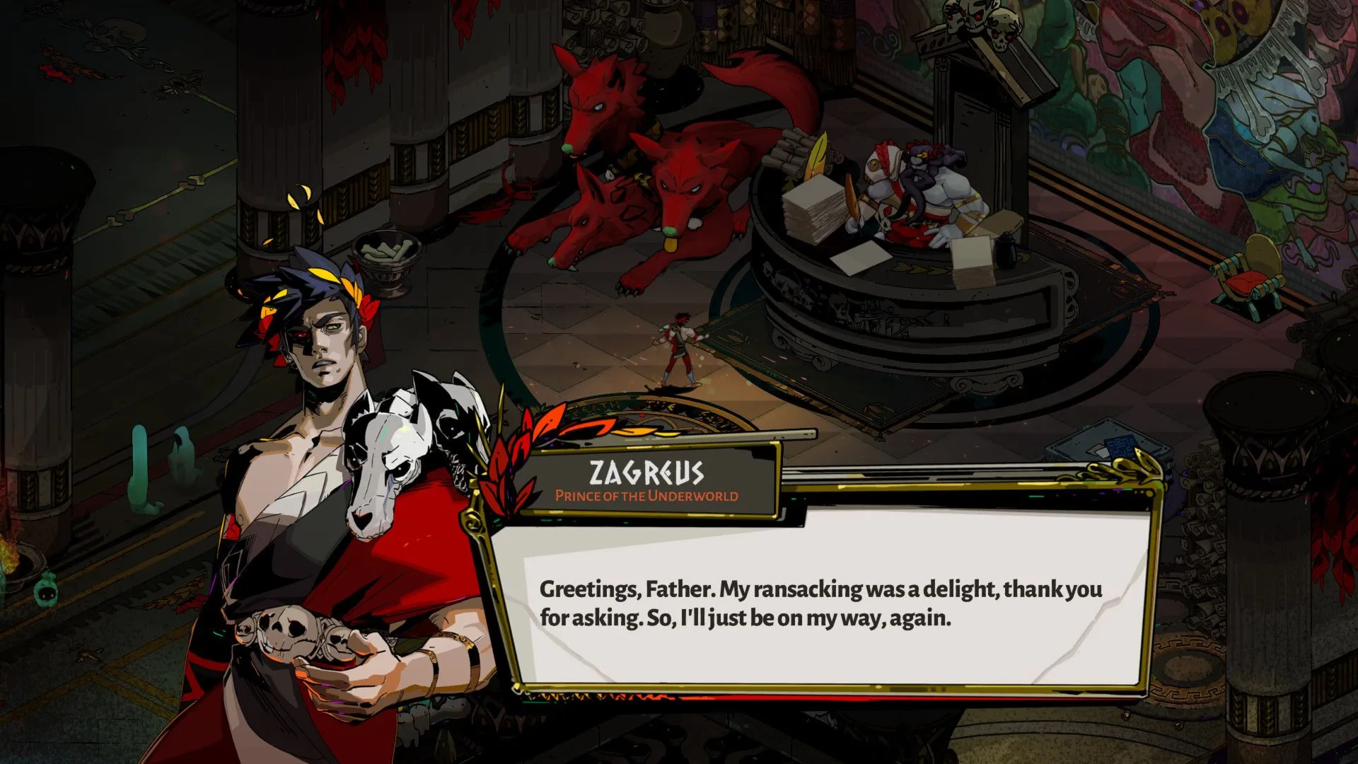 Zagreus đang thực hiện đòn tấn công đặc biệt với hiệu ứng ánh sáng rực rỡ trong Hades