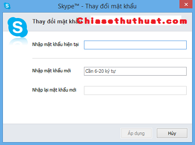 Cách thay đổi mật khẩu Skype