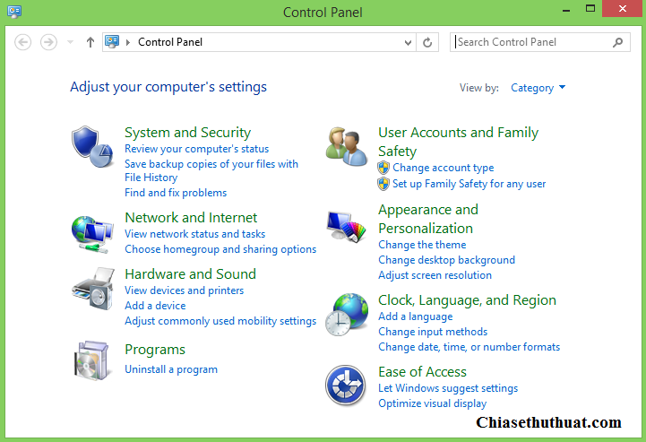 Cách mở nhanh Control Panel trên Windows 8/8.1