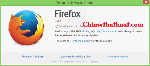 Cập nhật phiên bản mới nhất cho trình duyệt Firefox