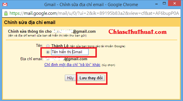 Cách đổi tên hiển thị Gmail