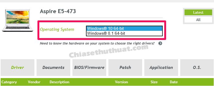 Chọn hệ điều hành Windows đang dùng trong phần Opera System