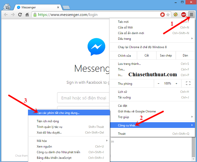 Hướng dẫn tạo ứng dụng chat Facebook với Messenger.com trên máy tính