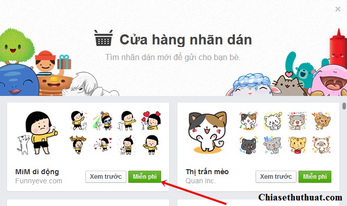 Hướng dẫn cách tải nhãn dán Sticker ( biểu tượng vui nhộn) Facebook trên máy tính
