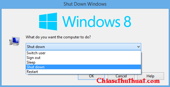Tắt máy tính trên Windows 8/ 8.1